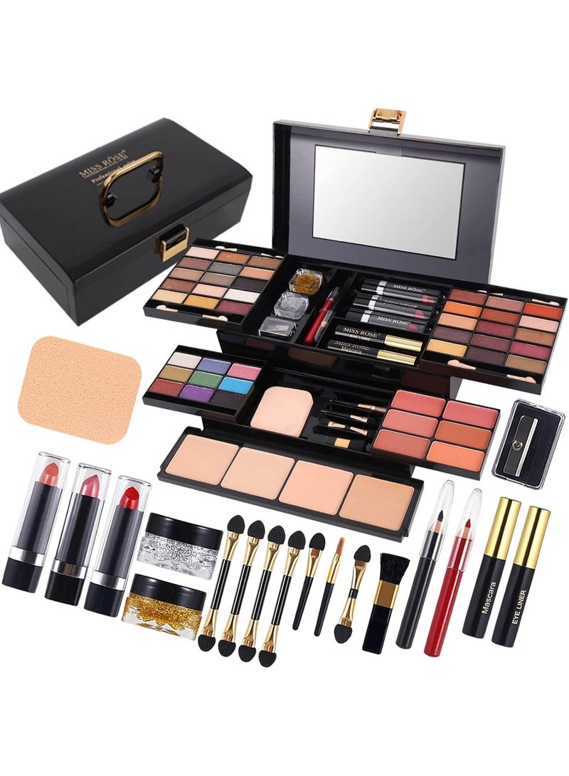 Miss Rose 331Y M54 Colour All-in-One Gift Makeup Kit – Complete Set with Eyeshadow, Blusher, Eyebrow Powder, Concealer, Eyeliner Pencil & Mirror, Full Makeup Kit for Women - Image 1